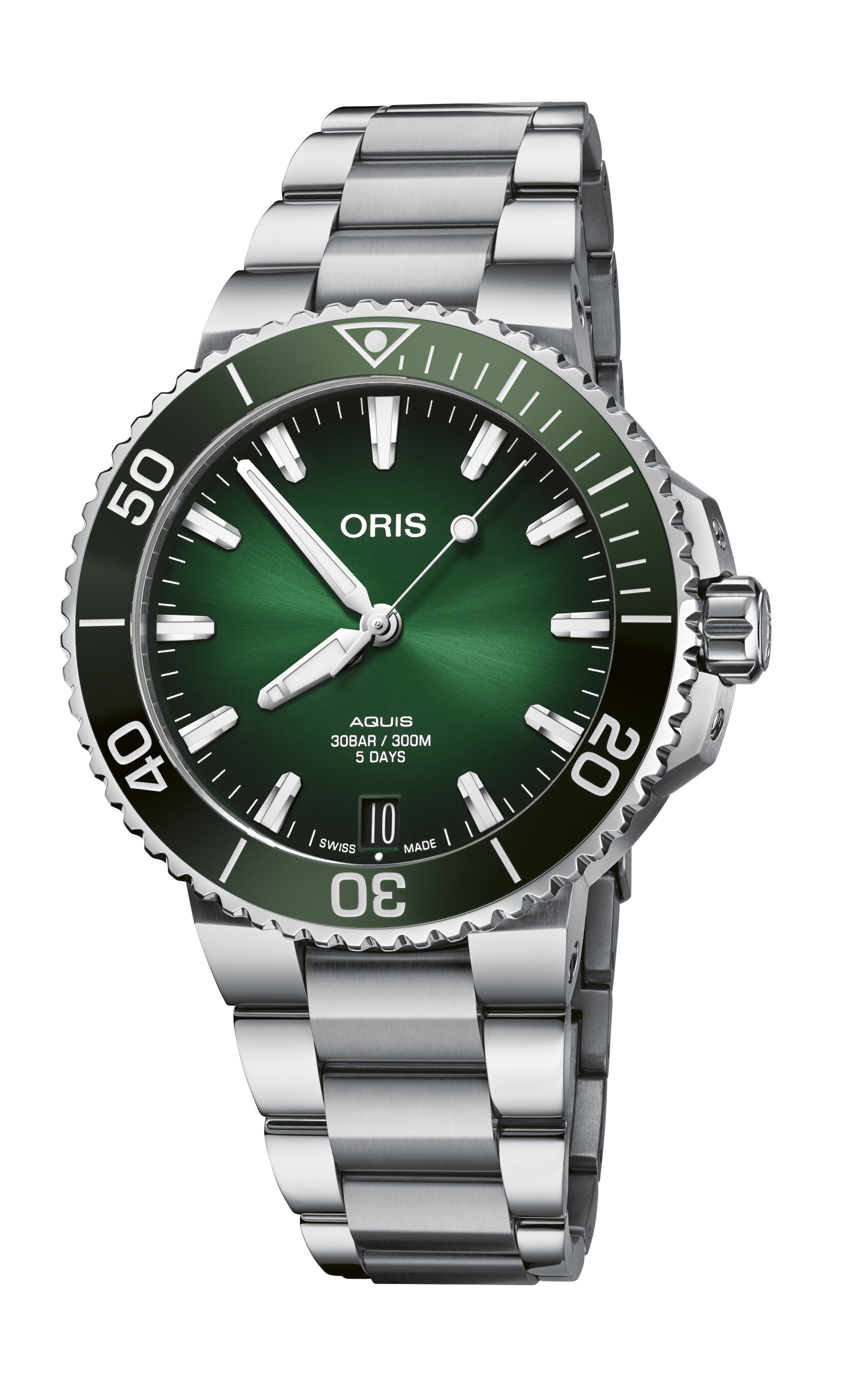 Oris Aquis Date Stainless Steel Green Dial Watch Image